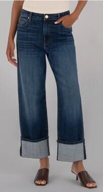 KUT From The Kloth Meg Fab Ab Wide Leg Wide Leg Cuffed Hem Jeans Blue 10